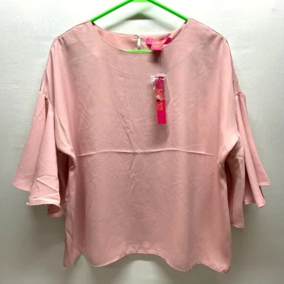 Catherine Malandrino Blouse Women's Small Mauve Pink 3/4 Flutter Sleeve Boho NWT - Picture 1 of 9